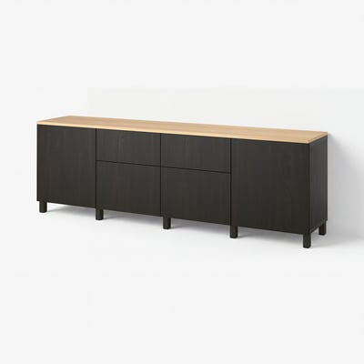 BESTÅ Combinazione di mobili, marrone-nero/Lappviken marrone-nero, 240x42x76 cm
