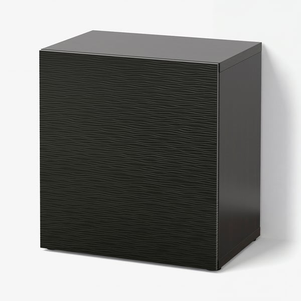 BESTÅ Mobile con anta, marrone-nero/Laxviken nero, 60x42x64 cm