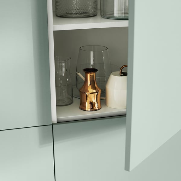 BESTÅ Mobile con ante, bianco/Hjortviken grigio pallido-verde, 120x42x193 cm