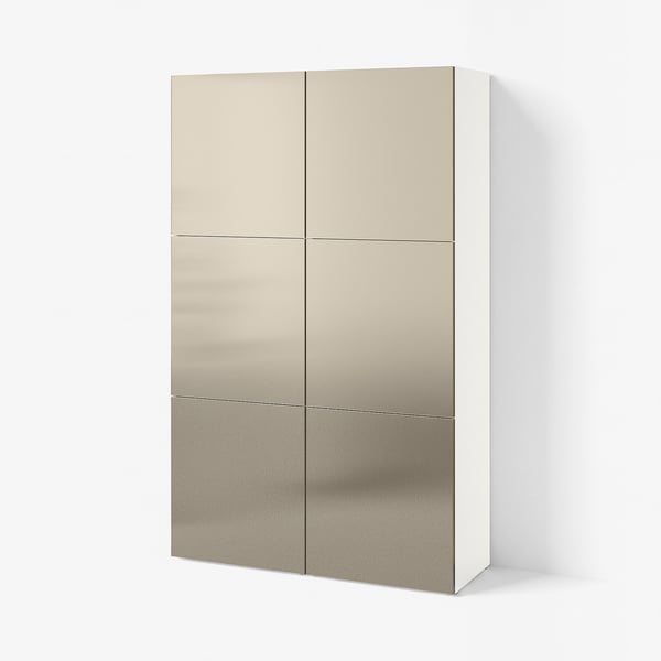 BESTÅ Mobile con ante, bianco/Riksviken effetto bronzo chiaro, 120x42x193 cm