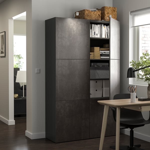 BESTÅ Mobile con ante, grigio scuro/Kallviken grigio scuro, 120x42x193 cm