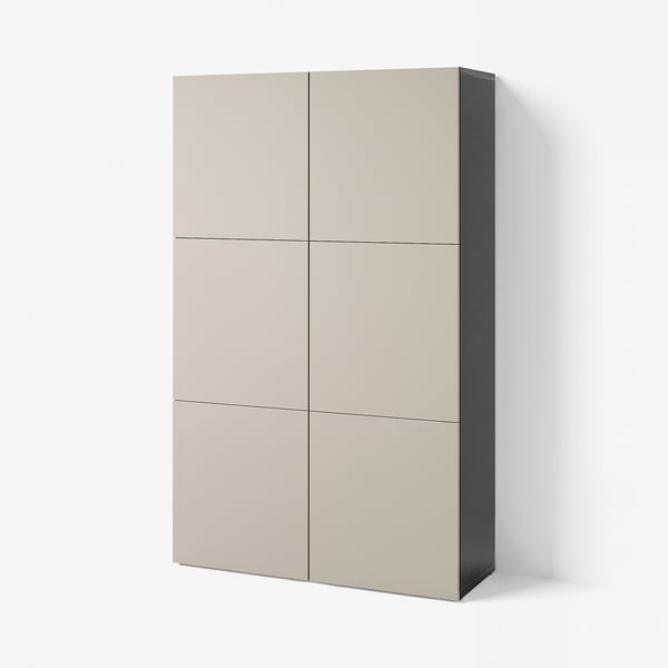 BESTÅ Mobile con ante, marrone-nero/Lappviken grigio chiaro-beige, 120x42x193 cm