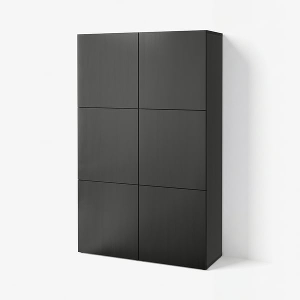 BESTÅ Mobile con ante, marrone-nero/Lappviken marrone-nero, 120x42x193 cm