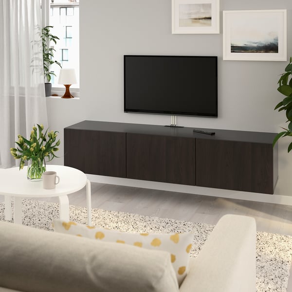 BESTÅ Mobile TV con ante, marrone-nero/Lappviken marrone-nero, 180x42x38 cm