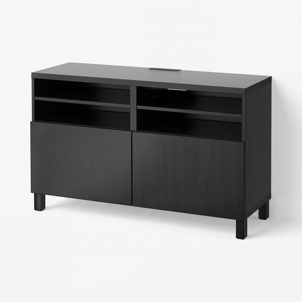 BESTÅ Mobile TV con ante, marrone-nero/Lappviken/Stubbarp marrone-nero, 120x42x74 cm