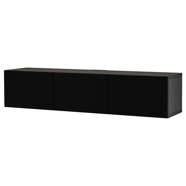 BESTÅ Mobile TV con ante, marrone-nero/Laxviken nero, 180x42x38 cm