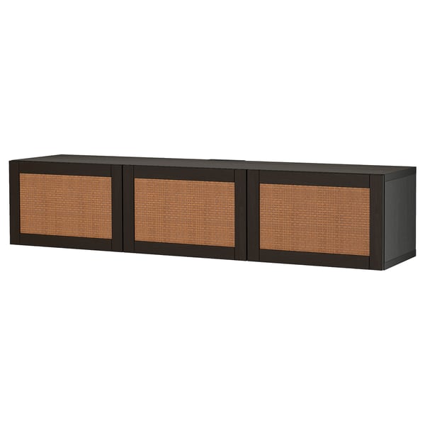 BESTÅ Mobile TV con ante, marrone-nero/Studsviken marrone scuro, 180x42x38 cm