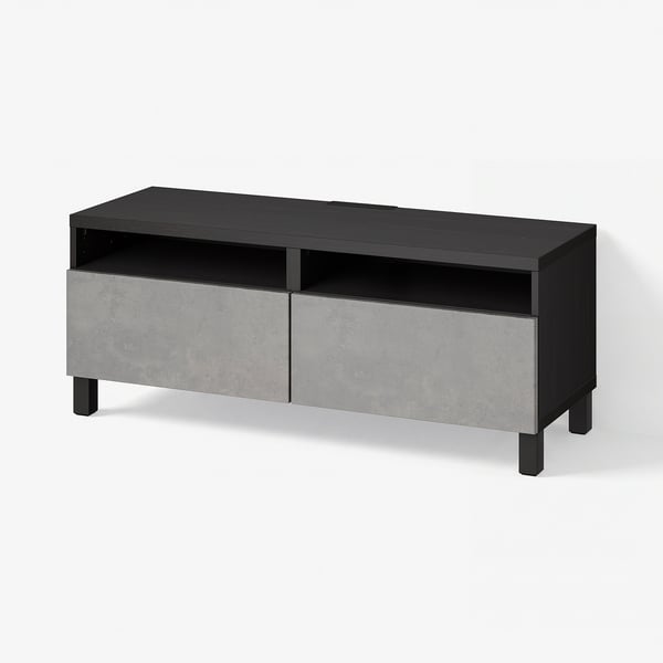 BESTÅ Mobile TV con cassetti, marrone-nero/Kallviken/Stubbarp grigio scuro, 120x42x48 cm