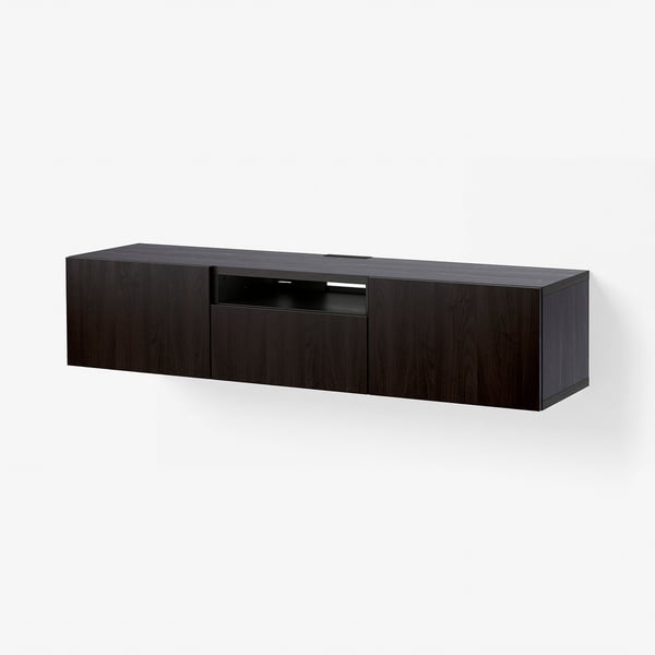 BESTÅ Mobile TV, marrone-nero/Lappviken marrone-nero, 180x42x39 cm