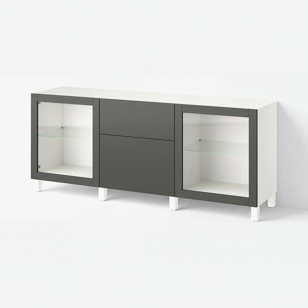 BESTÅ Mobili con cassetti, bianco Lappviken/Sindvik/Stubbarp grigio scuro, 180x42x74 cm