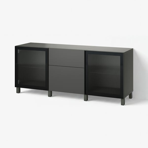 BESTÅ Mobili con cassetti, grigio scuro Lappviken/Stubbarp/Fällsvik antracite, 180x42x74 cm