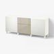 BESTÅ Mobili con cassetti, Laxviken bianco/Selsviken lucido/beige, 180x42x74 cm