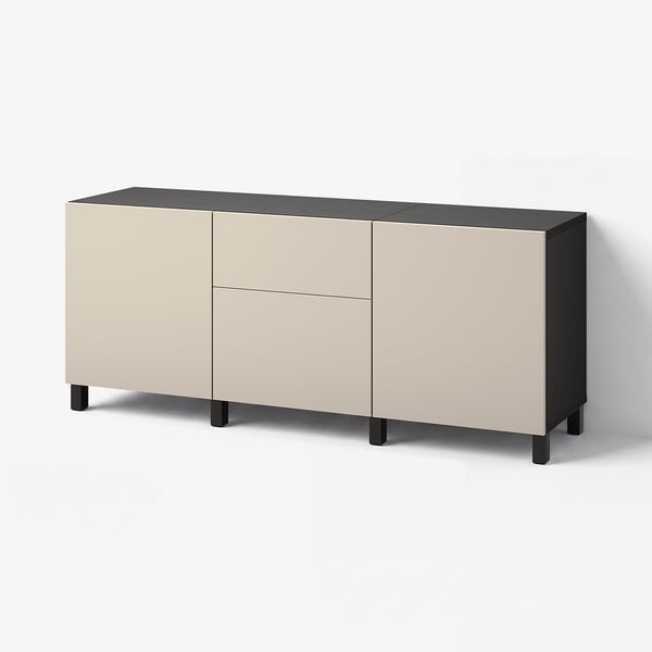 BESTÅ Mobili con cassetti, marrone-nero/Lappviken/Stubbarp grigio chiaro-beige, 180x42x74 cm