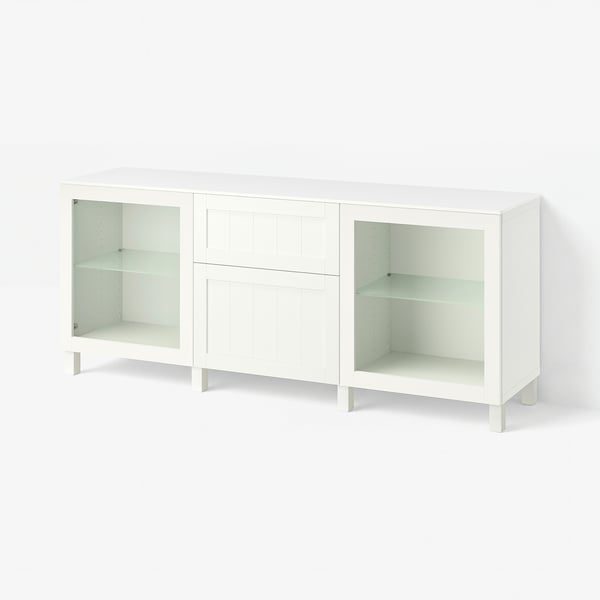 BESTÅ Mobili con cassetti, Sindvik bianco/Pipmakare bianco, 180x42x75 cm