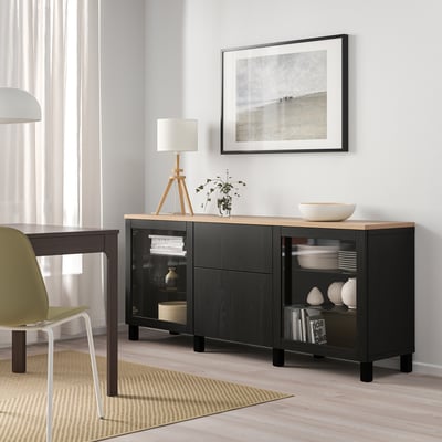 BESTÅ Mobili con cassetti, Sindvik nero/Lappviken/Stubbarp marrone-nero, 180x42x76 cm
