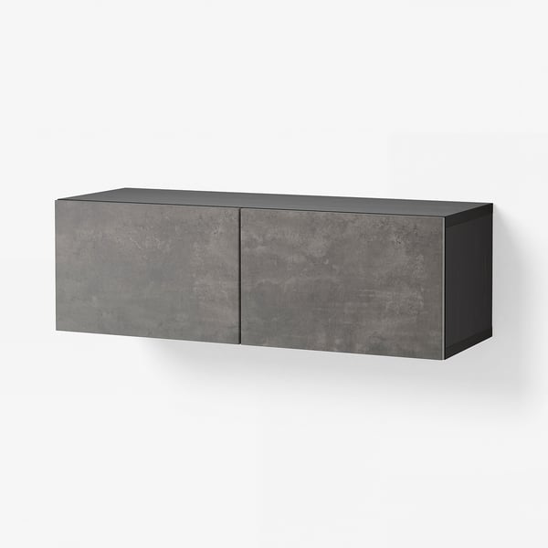 BESTÅ Scaffale con ante, marrone-nero/Kallviken grigio scuro, 120x42x38 cm