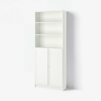BILLY / OXBERG Libreria con ante, bianco, 80x30x202 cm
