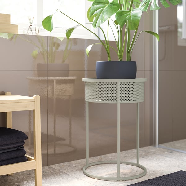BLÅKRÅKA Piedistallo per piante, da interno/esterno/grigio chiaro-beige, 54 cm
