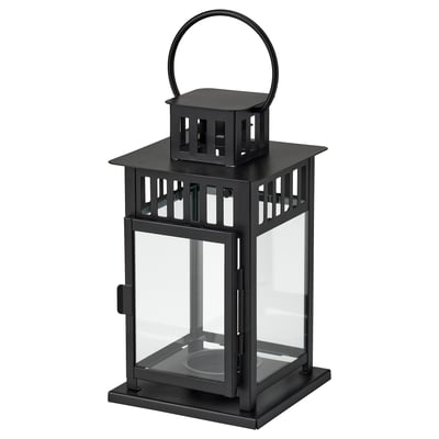 BORRBY Lanterna per cero, da interno/esterno nero, 28 cm