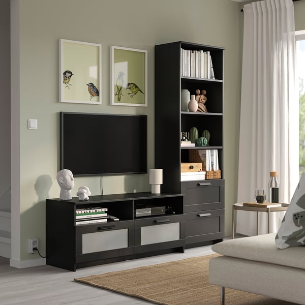 BRIMNES Combinazione per TV, nero, 180x41x190 cm