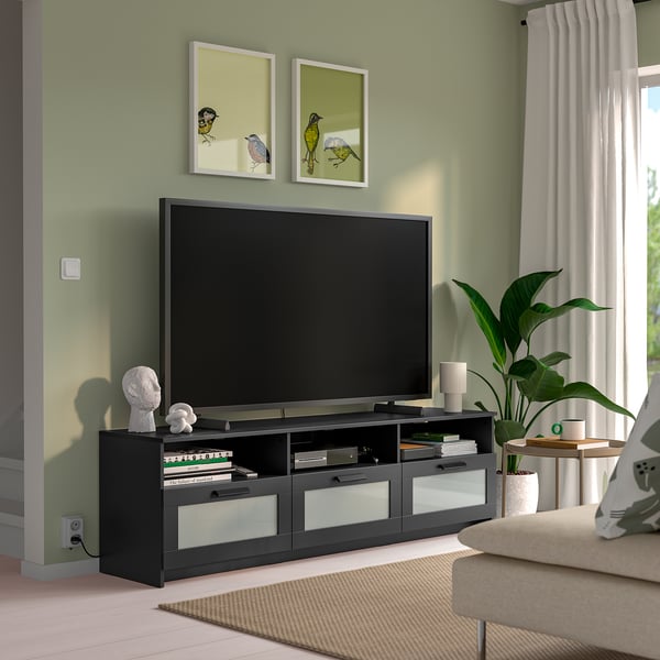 BRIMNES Mobile TV, nero, 180x41x53 cm