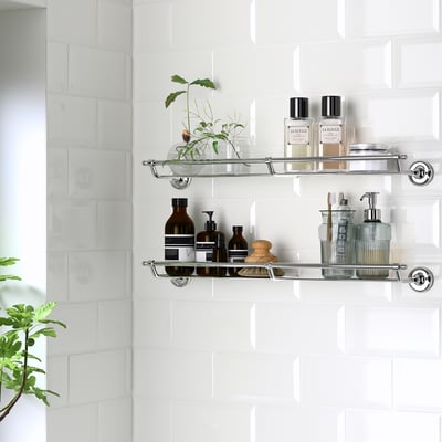BROFJÄRDEN Scaffale da parete, effetto cromato, 60x6 cm