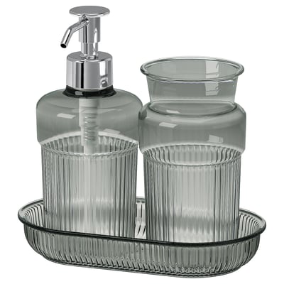 BROFJÄRDEN Set per bagno, 3 pezzi, grigio