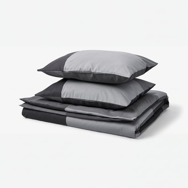 BRUNKRISSLA Copripiumino e 2 federe, nero, 240x220/50x60 cm
