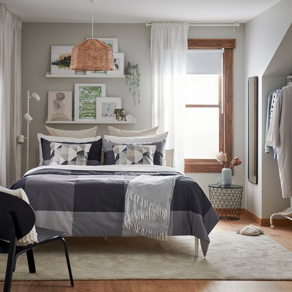 BRUNKRISSLA Copripiumino e federa, nero, 150x200/50x60 cm