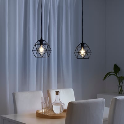 BRUNSTA / HAVSDJUP Lampada a sospensione, nero, 20 cm