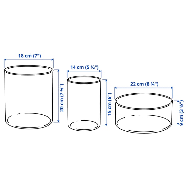 CYLINDER Vaso/ciotola, 3 pz, vetro trasparente