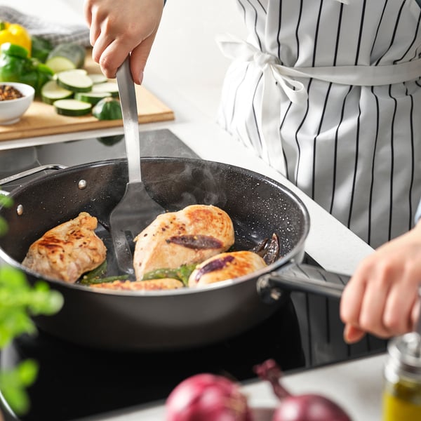 DALAFÅR Utensili da cucina, 3 pezzi, inox/nero-grigio