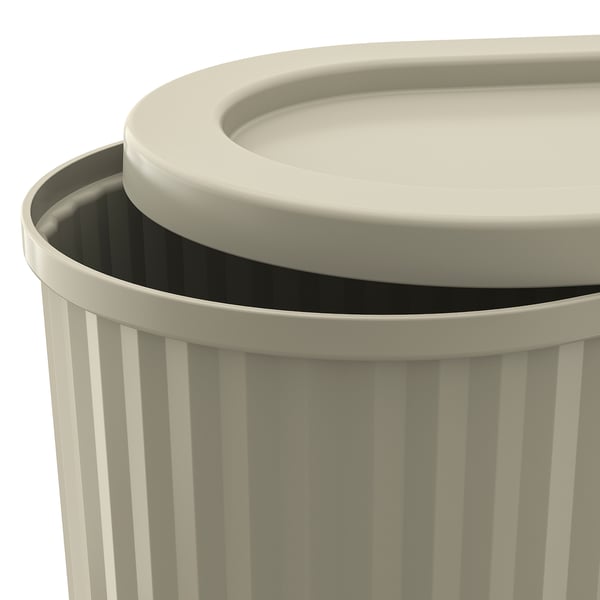 DAMMÄNG Secchio con coperchio, grigio-beige, 26 l