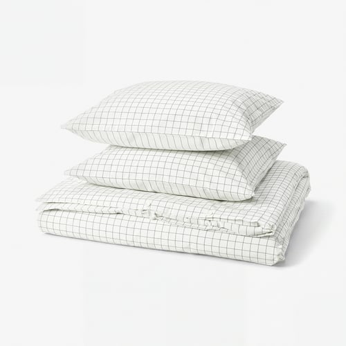 DOFTAKLEJA Copripiumino e 2 federe, bianco/antracite, 240x220/50x60 cm