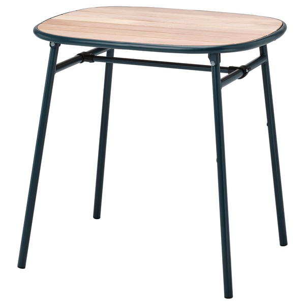 DUVSKÄR Tavolo da giardino, blu-nero/eucalipto, 76x63 cm