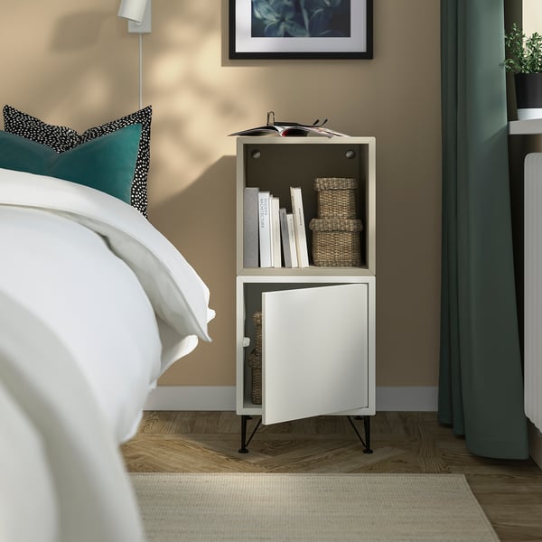 EKET Combinazione di mobili con gambe, bianco beige/metallo nero, 35x35x80 cm