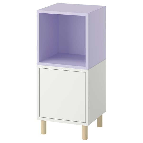 EKET Combinazione di mobili con gambe, bianco lilla pallido/legno, 35x35x80 cm
