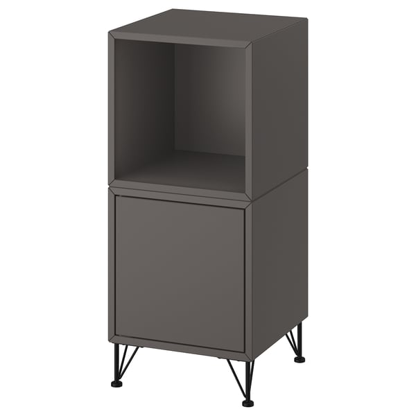 EKET Combinazione di mobili con gambe, grigio scuro/metallo nero, 35x35x80 cm