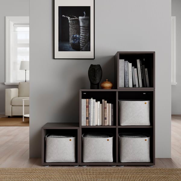 EKET Combinazione di mobili con piedini, grigio scuro, 105x35x107 cm