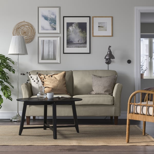 EKHOLMA Divano a 2 posti, Hemmesta grigio-beige