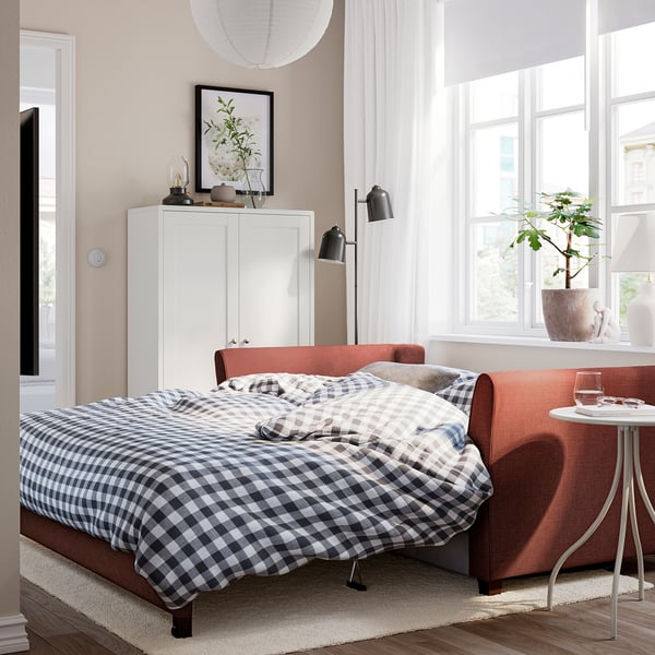 EKHOLMA Divano letto a 2 posti, Kilanda marrone-rosso