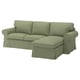 EKTORP Divano a 3 posti con chaise-longue, Naggen grigio-verde