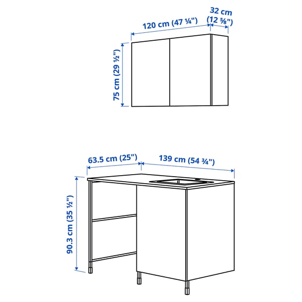 ENHET Combinazione di mobili, bianco, 139x63.5x87.5 cm