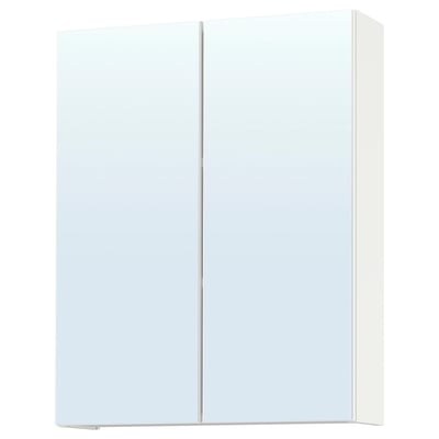 ENHET Mobile a specchio con ante, bianco, 60x17x75 cm