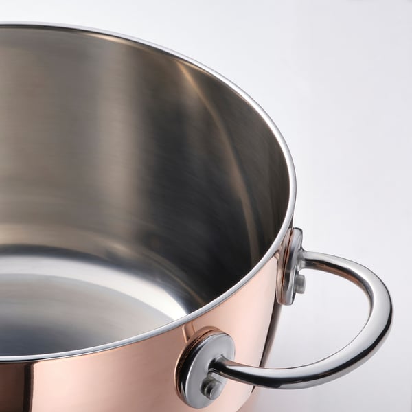 FINMAT Pentola con coperchio, rame/inox, 3 l