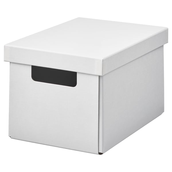 FJÄDERHARV Scatola con coperchio, bianco, 18x25x16 cm