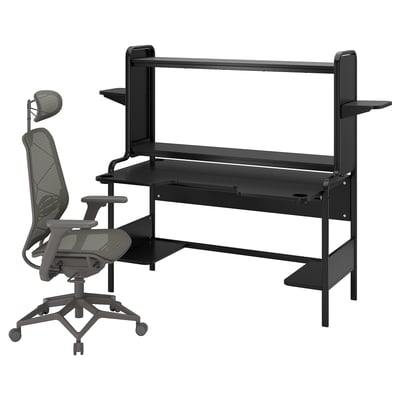 FREDDE / STYRSPEL Scrivania e sedia da gaming, nero/grigio