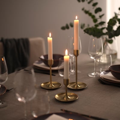 FULLTALIG Set di 3 candelieri, color ottone