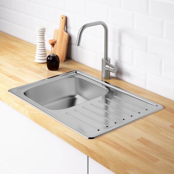 FYNDIG Lavello incasso, 1 vasca/sgocciolat, inox, 70x50 cm