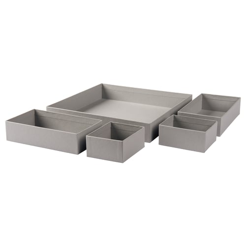GRÅSIDAN Set di 5 scatole, grigio